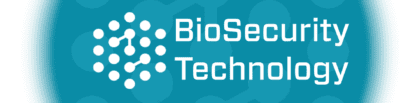 A blue banner with the words bioscience technology on it.